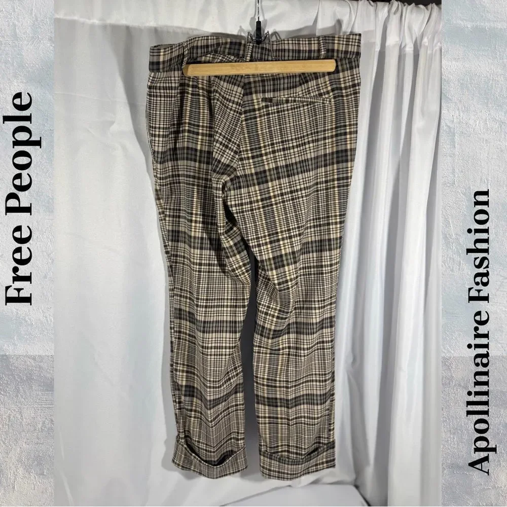 FREE PEOPLE PLAID PLEATED TROUSERS SIZE 8 New